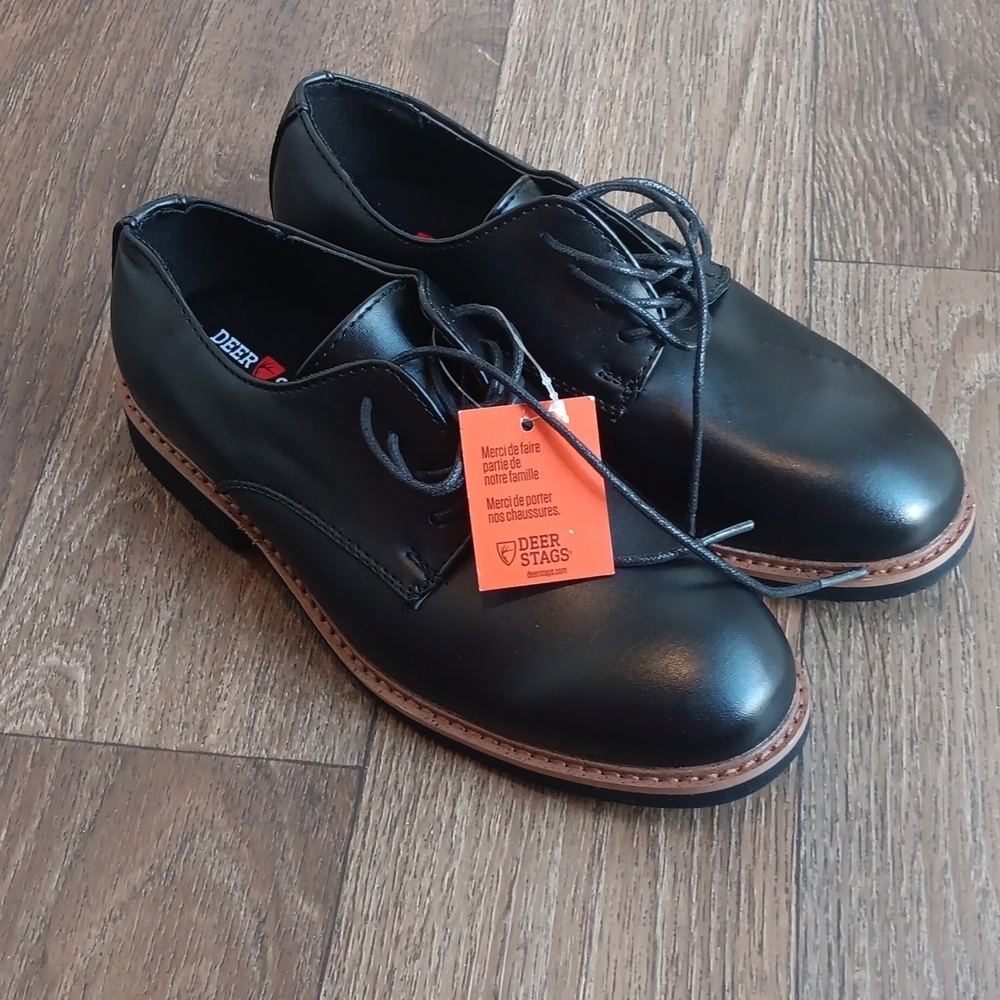 Deer Stags-Boy's Black Denny Derby Lace-up Cushioned insole Dress Shoes size 3.5